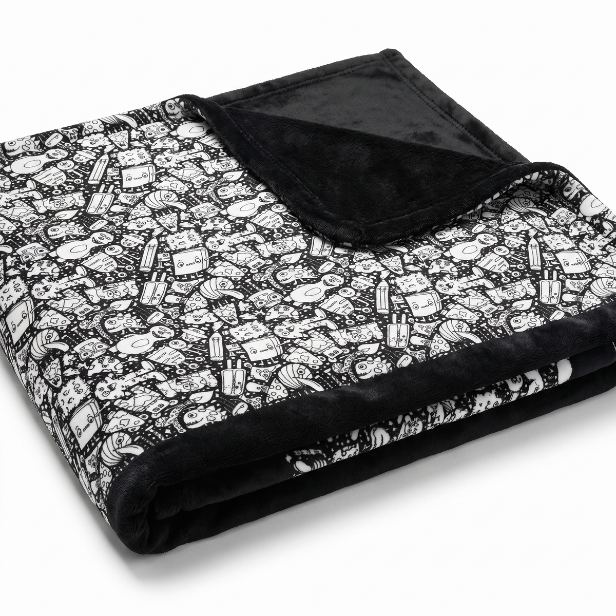 Scriblo Monster Mash coloring blanket on a white background